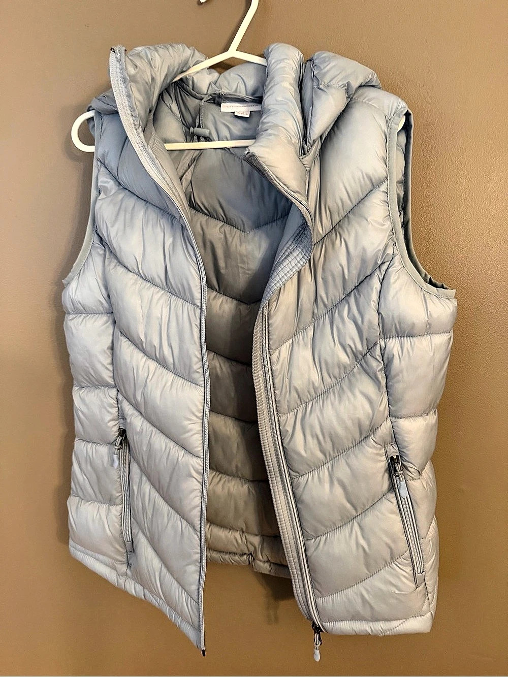 Charter Club Packable Hooded Puffer Vest Blue Medium